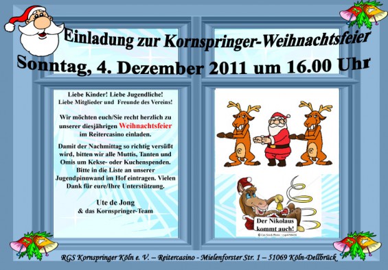 Einladung zur Kornspringer Weihnachtsfeier am 04.12.2011